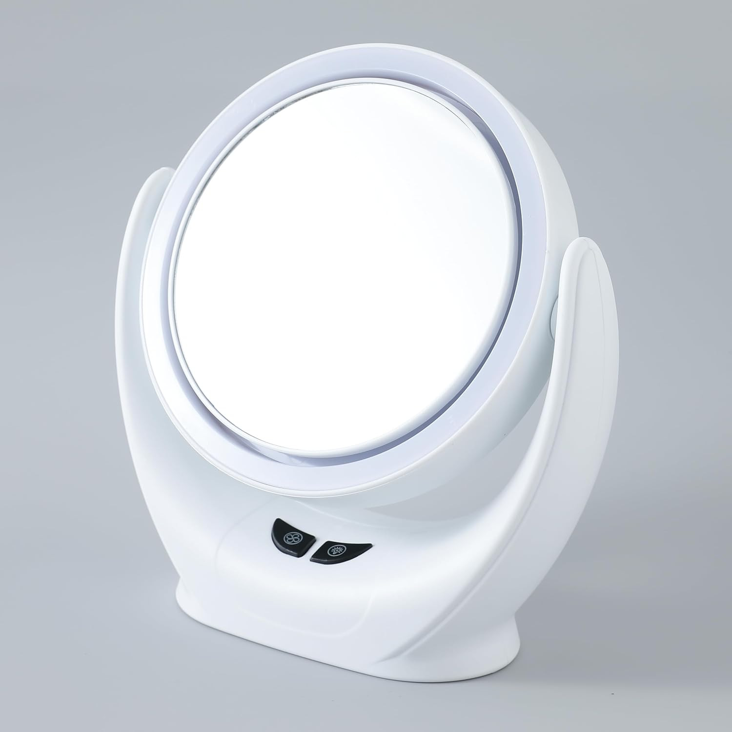 Kuber Industires Small Makeup Mirror With LED Light|Mirror For Table Top, Vanity, Desk|Battery Operated With USB Port(White)