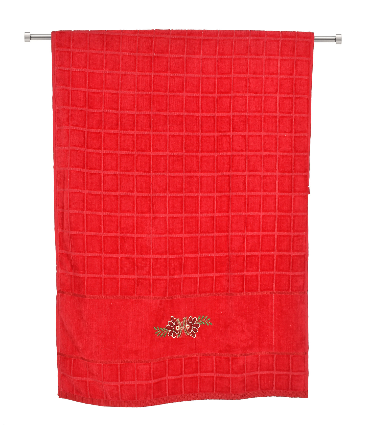 Kuber Industries  Luxurious, Soft Cotton Bath Towel With Check Border, 30