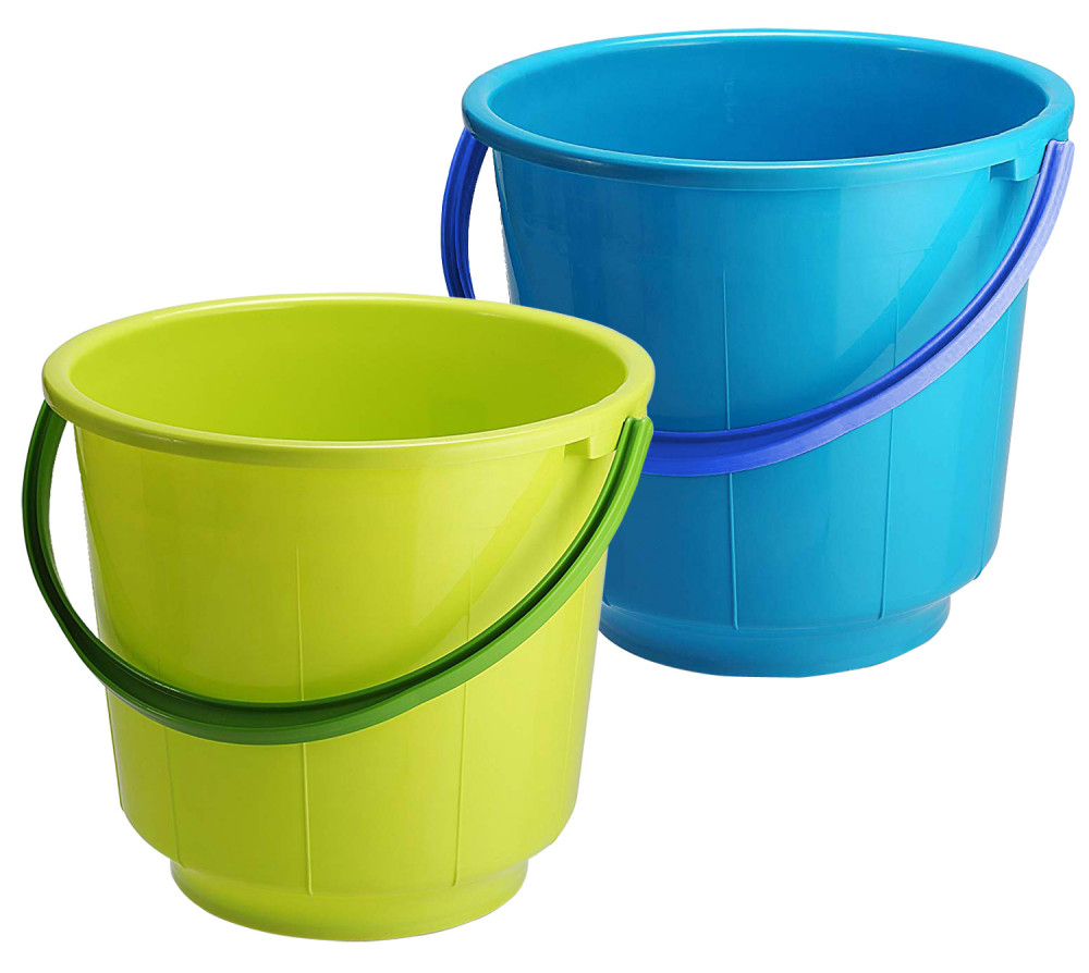 Kuber Industries  Unbreakable Strong Plastic Bathroom Bucket 13 Ltr (Green &amp; Blue) -CTKTC37917