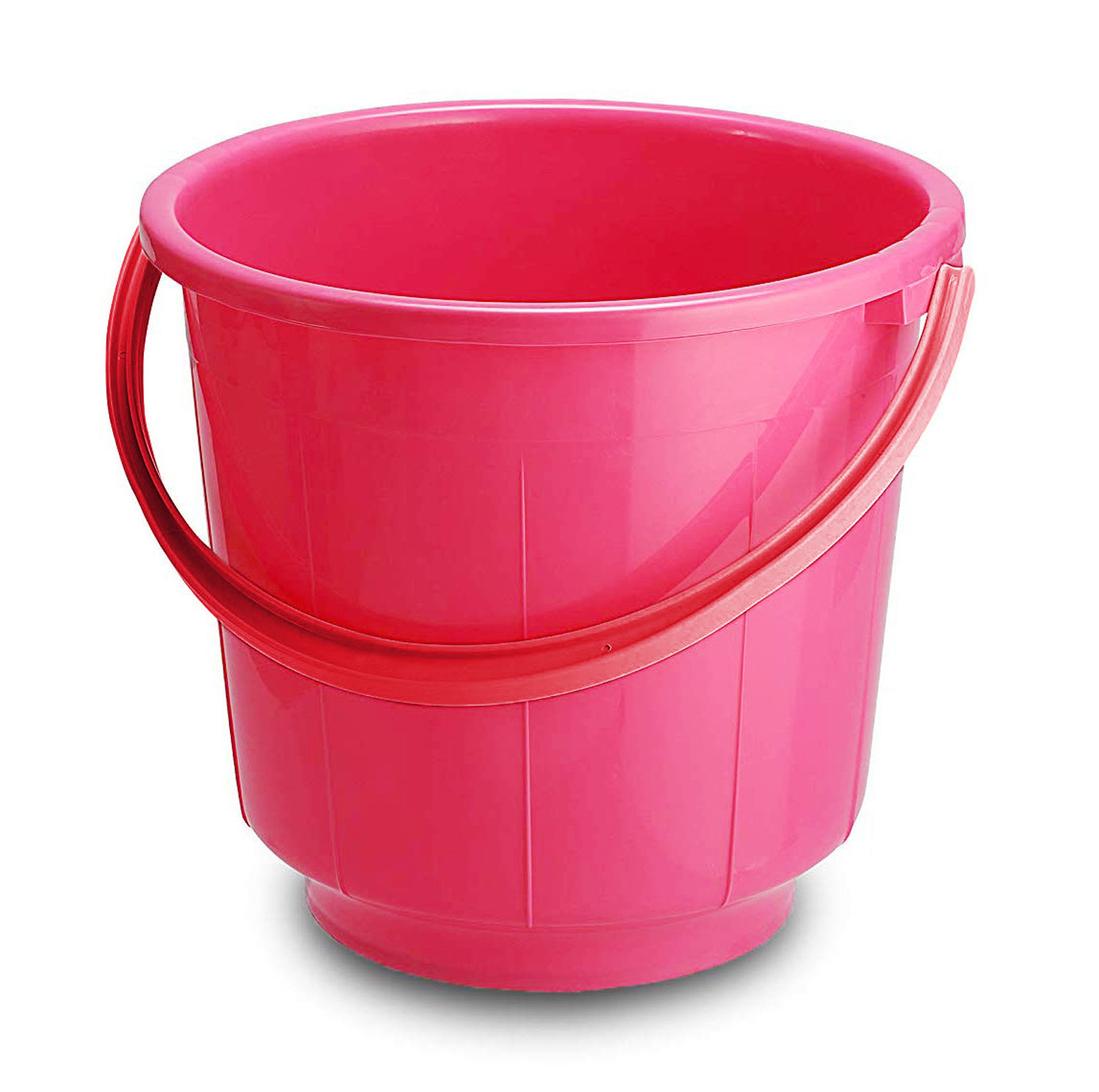 Kuber Industries  Unbreakable Strong Plastic Bathroom Bucket 13 Ltr (Green & Pink) -CTKTC37913