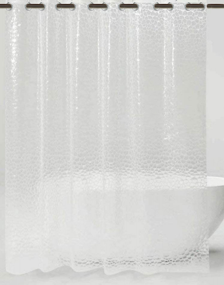Kuber Industries 0.20mm 3D Stain Resistant, No Odor Clear Waterproof PVC AC Shower Curtain With Eyelets,8 Feet (Transparent)-HS_38_KUBMART21305