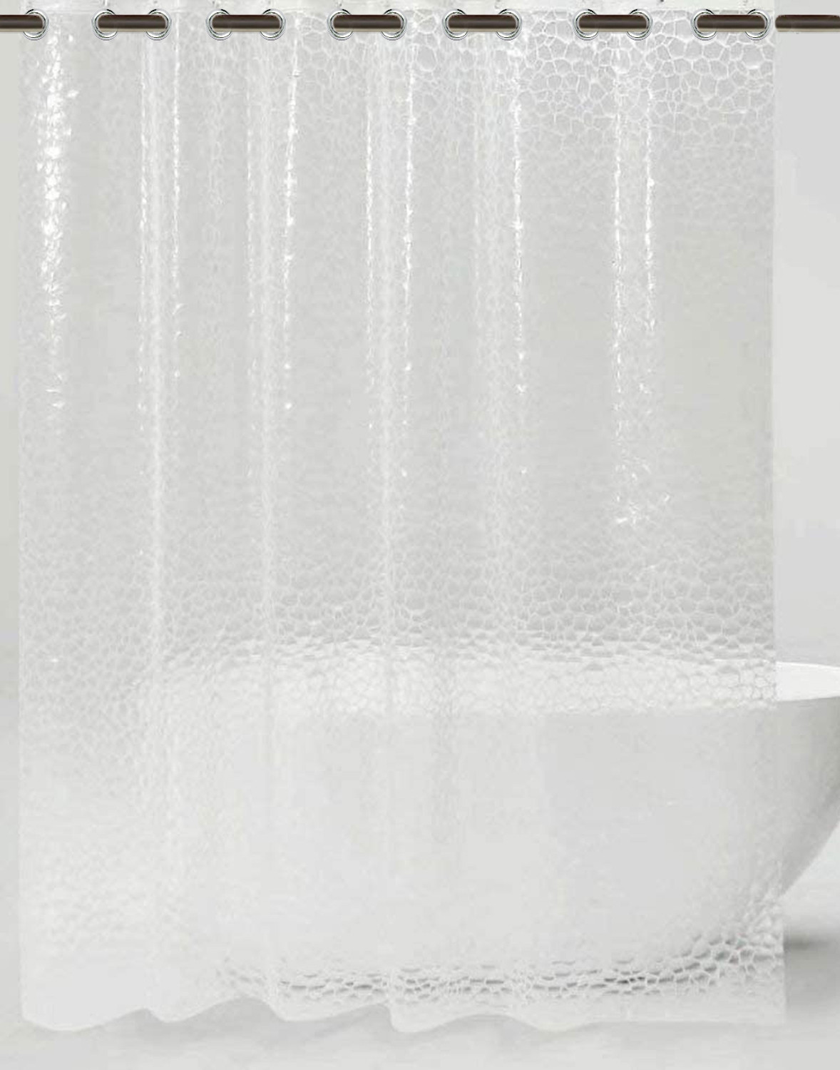 Kuber Industries 0.20mm 3D Stain Resistant, No Odor Clear Waterproof PVC AC Shower Curtain With Eyelets,9 Feet (Transparent)-HS_38_KUBMART21309