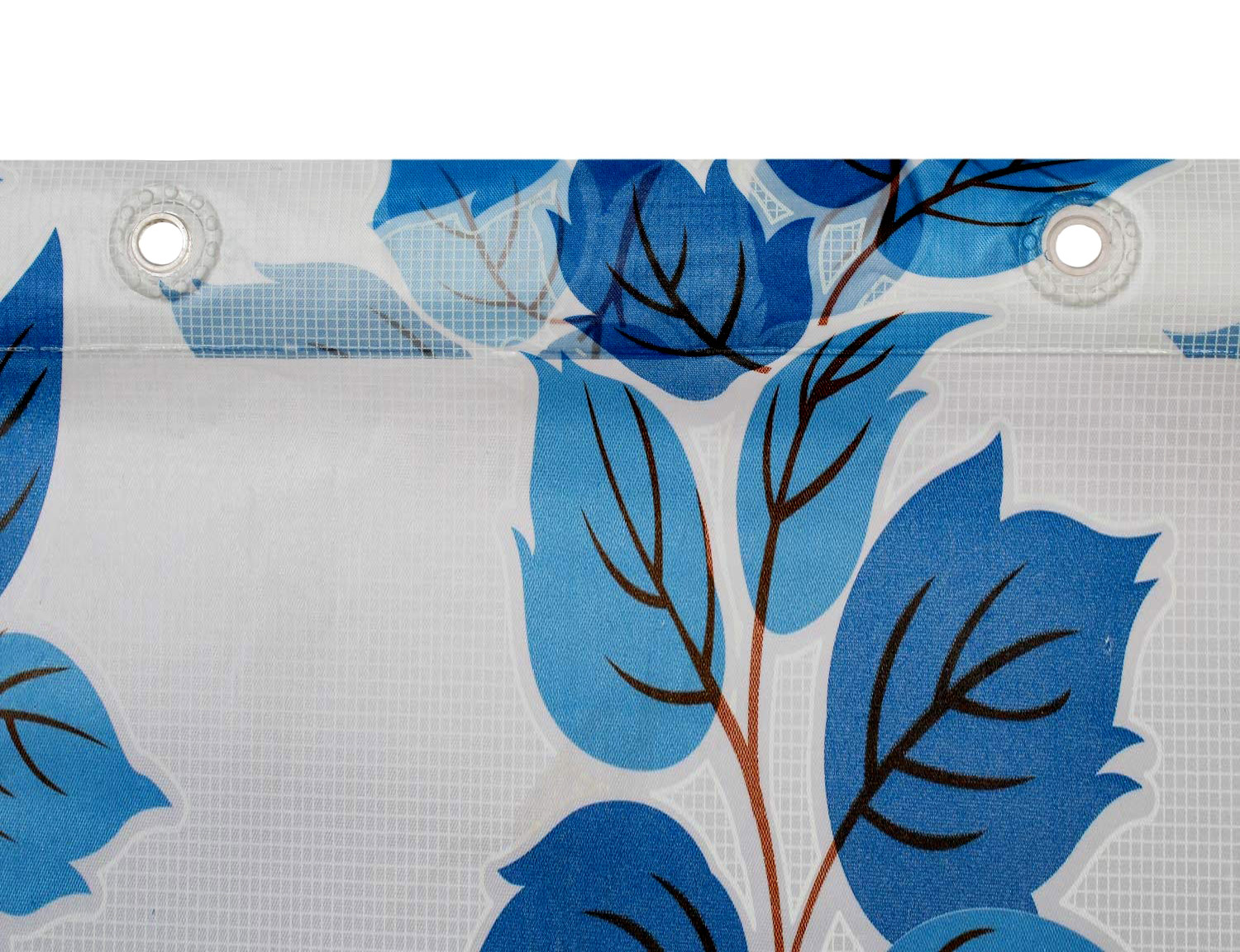 Kuber Industries 0.20mm Leaf Printed Stain Resistant, No Odor, Waterproof PVC AC Curtain With Hooks,7 Feet (Blue)