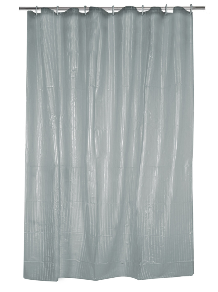 Kuber Industries 0.20mm Lining Design Stain Resistant, No Odor, Waterproof PVC AC Curtain With Hooks,7 Feet (White)