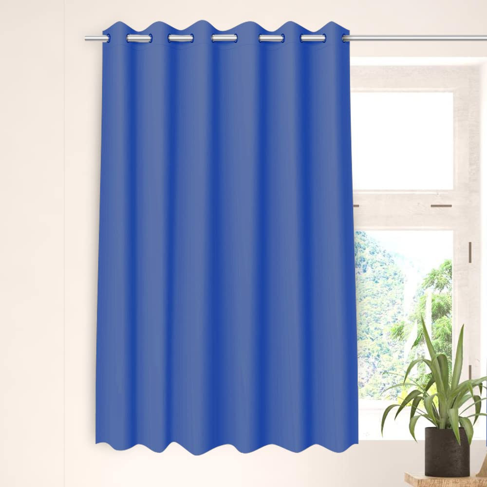 Kuber Industries 100% Room Darkening Black Out Curtain I 5 Feet Window Curtain I Insulated Heavy Polyester Solid Curtain|Drapes with 8 Eyelet for Home &amp; Office (Blue)