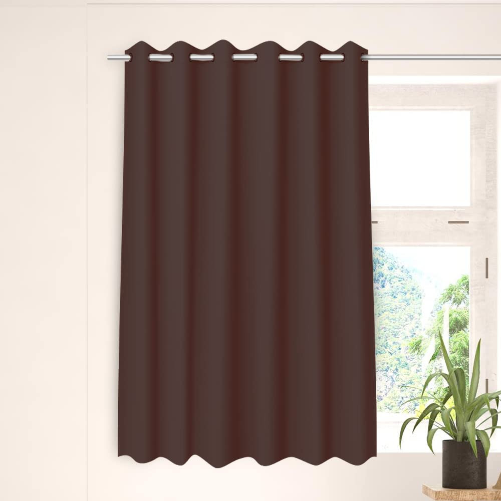 Kuber Industries 100% Room Darkening Black Out Curtain I 5 Feet Window Curtain I Insulated Heavy Polyester Solid Curtain|Drapes with 8 Eyelet for Home &amp; Office (Coffee)