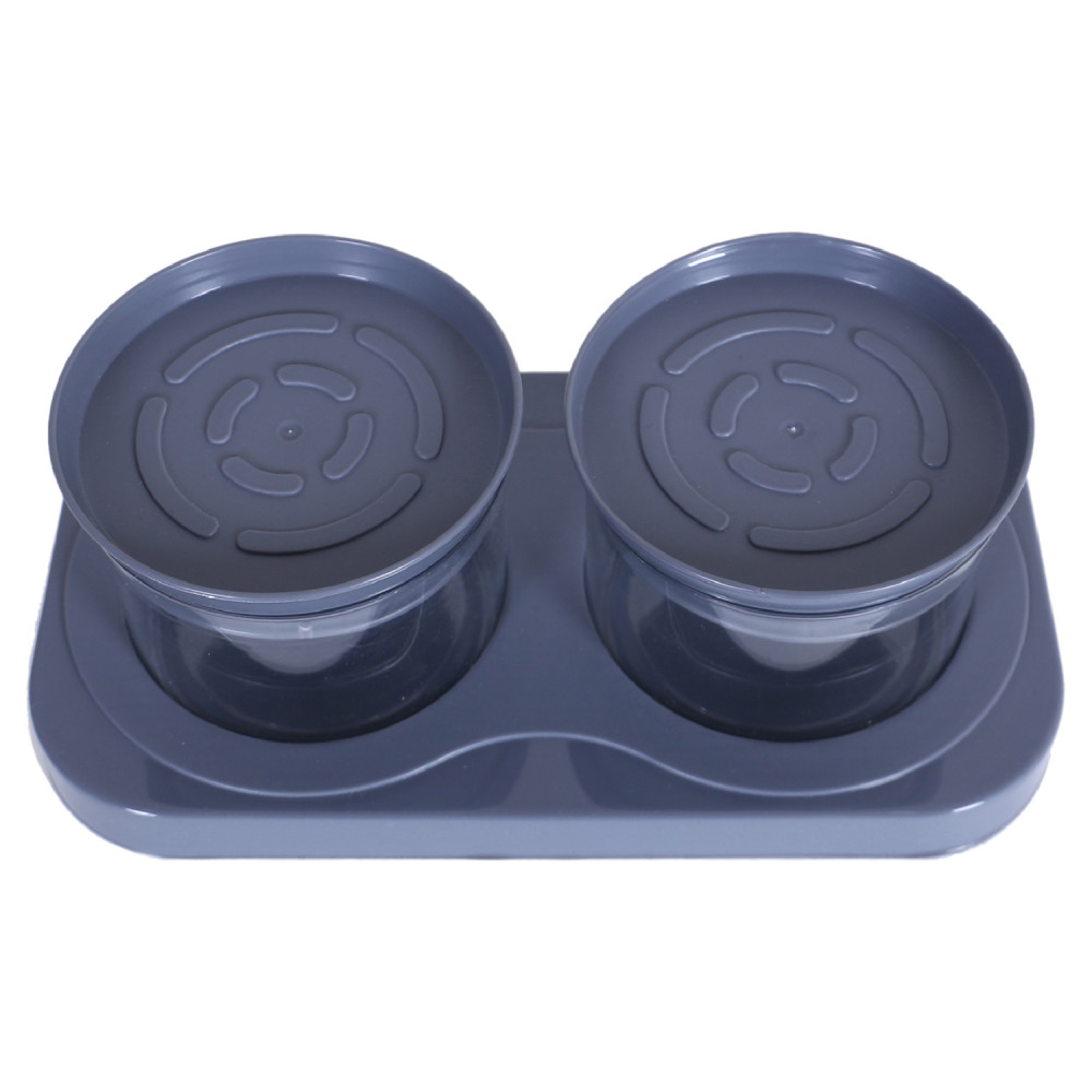 Kuber Industries 2 Containers &amp; Tray Set|Unbreakable Plastic Snackers,Cookies,Nuts Serving Tray|Airtight Containers with Lid,350 ml (Gray)