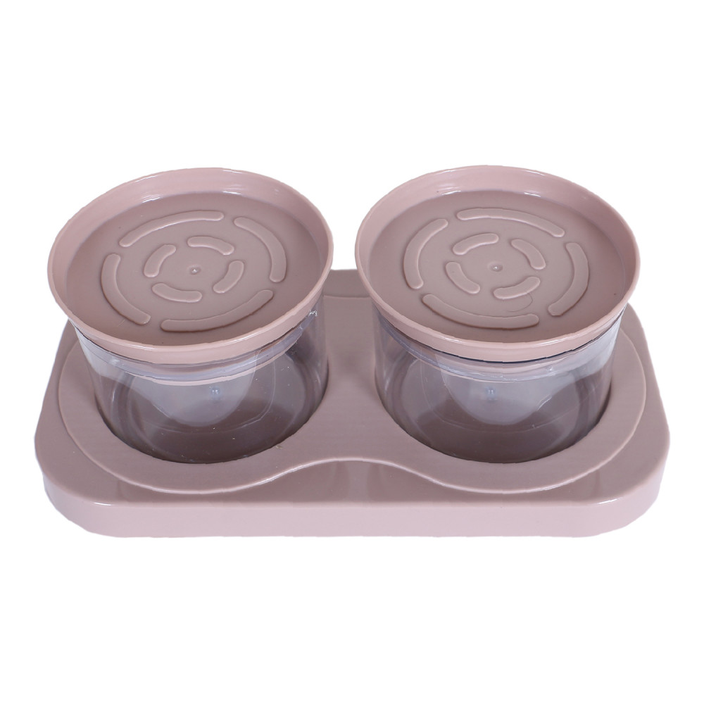 Kuber Industries 2 Containers &amp; Tray Set|Unbreakable Plastic Snackers,Cookies,Nuts Serving Tray|Airtight Containers with Lid,350 ml (Peach)