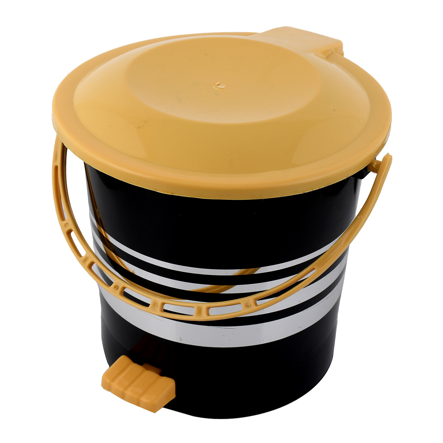Kuber Industries 2 Pieces Plastic Dustbin Garbage Bin with Handle,10 Liters (Yellow & Pink) -CTKTC38029