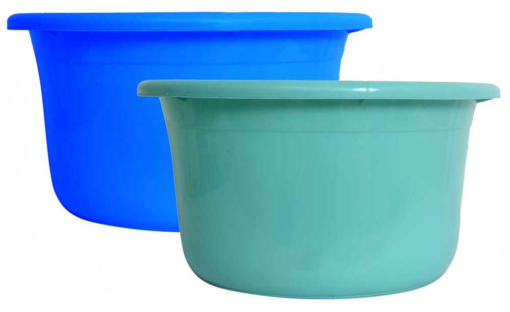 Kuber Industries 2 Pieces Unbreakable Plastic Multipurpose Bath Tub/Washing Tub 25 Ltr (Blue &amp; Green)