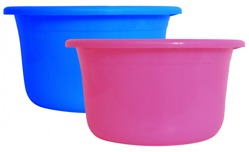 Kuber Industries 2 Pieces Unbreakable Plastic Multipurpose Bath Tub/Washing Tub 25 Ltr (Pink &amp; Blue)