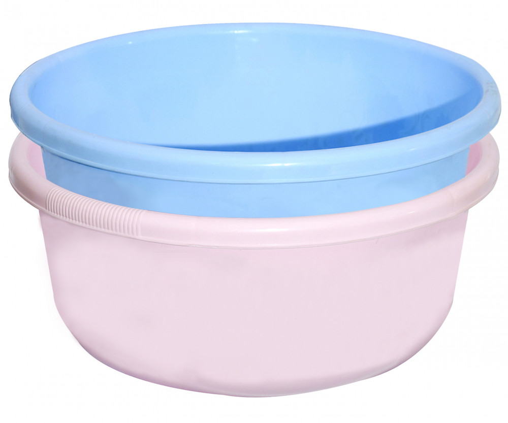 Kuber Industries 2 Pieces Unbreakable Plastic Multipurpose Bath Tub/Washing Tub 40 LTR (Blue &amp; Pink) -KUBMART1284