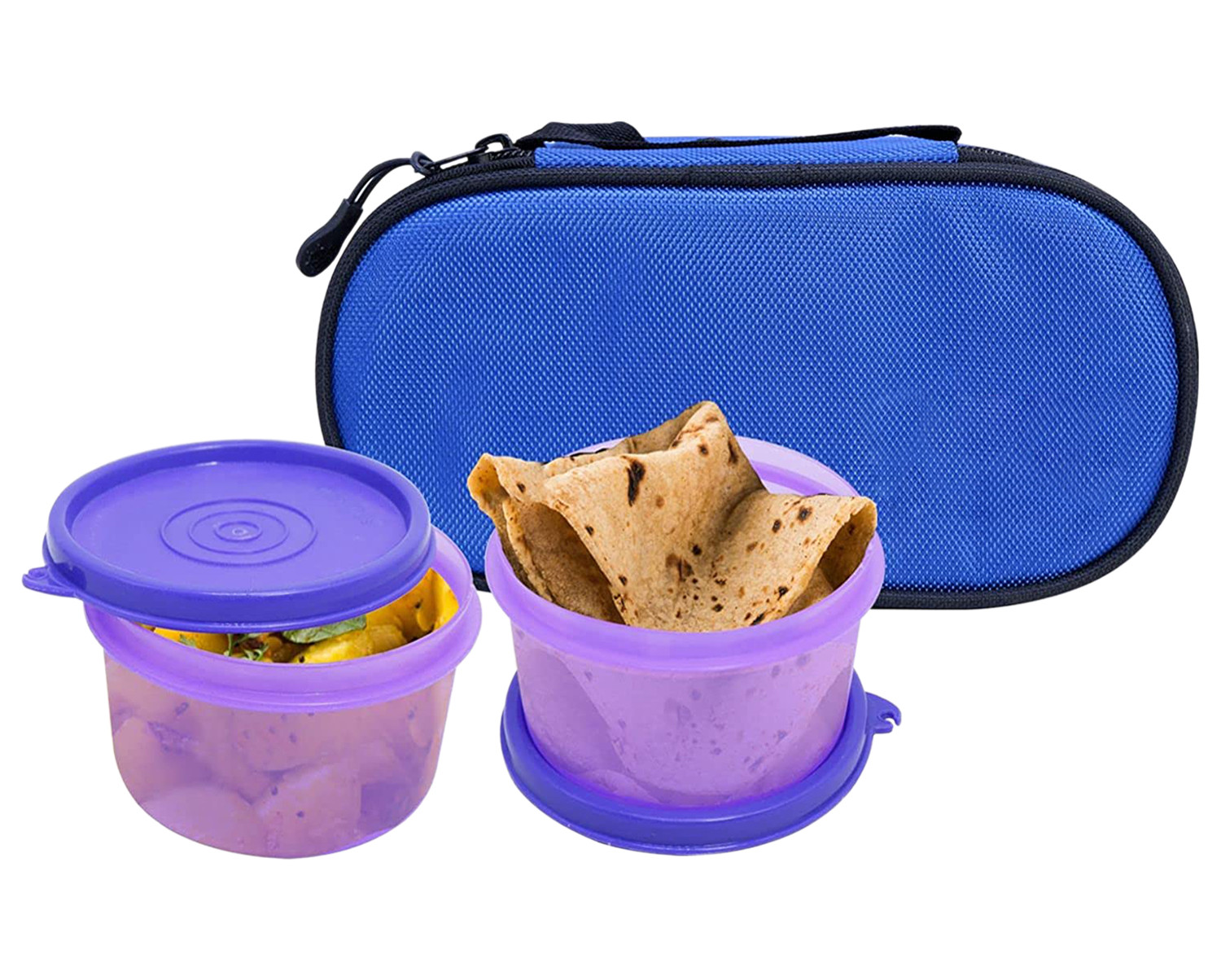 Kuber Industries 2 Plastic Containers Lunch Box Set With Cover (Blue)