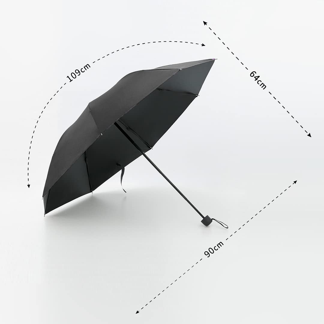 Kuber Industries 3 Fold Manual Umbrella | Windproof, Sunproof & Rainproof | With Polyester Canopy, Sturdy Steel Shaft & Wrist Straps | Easy to Hold & Carry | Umbrella for Women, Men & Kids | Black