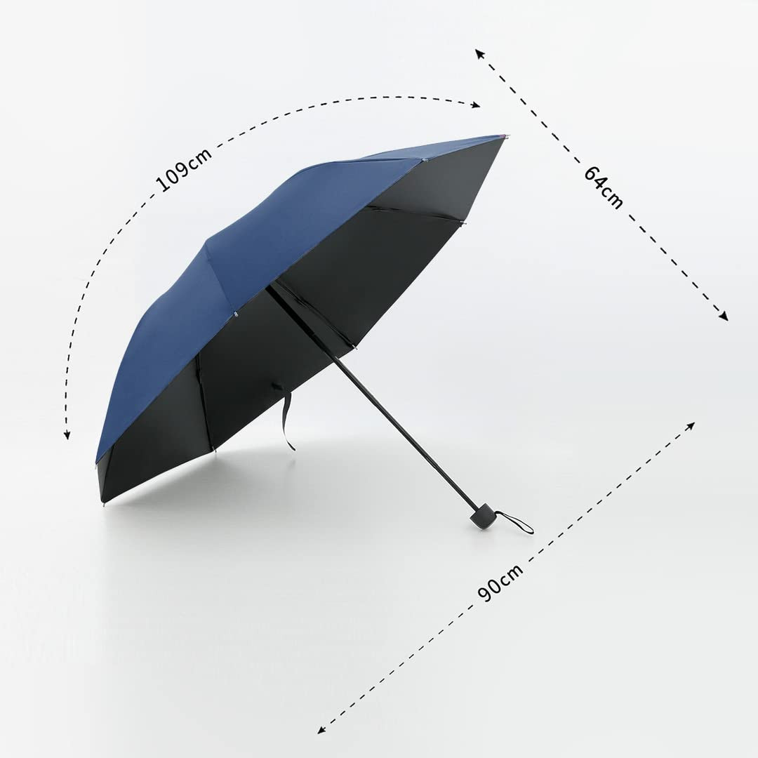 Kuber Industries 3 Fold Manual Umbrella | Windproof, Sunproof & Rainproof | With Polyester Canopy, Sturdy Steel Shaft & Wrist Straps | Easy to Hold & Carry | Umbrella for Women, Men & Kids | Blue