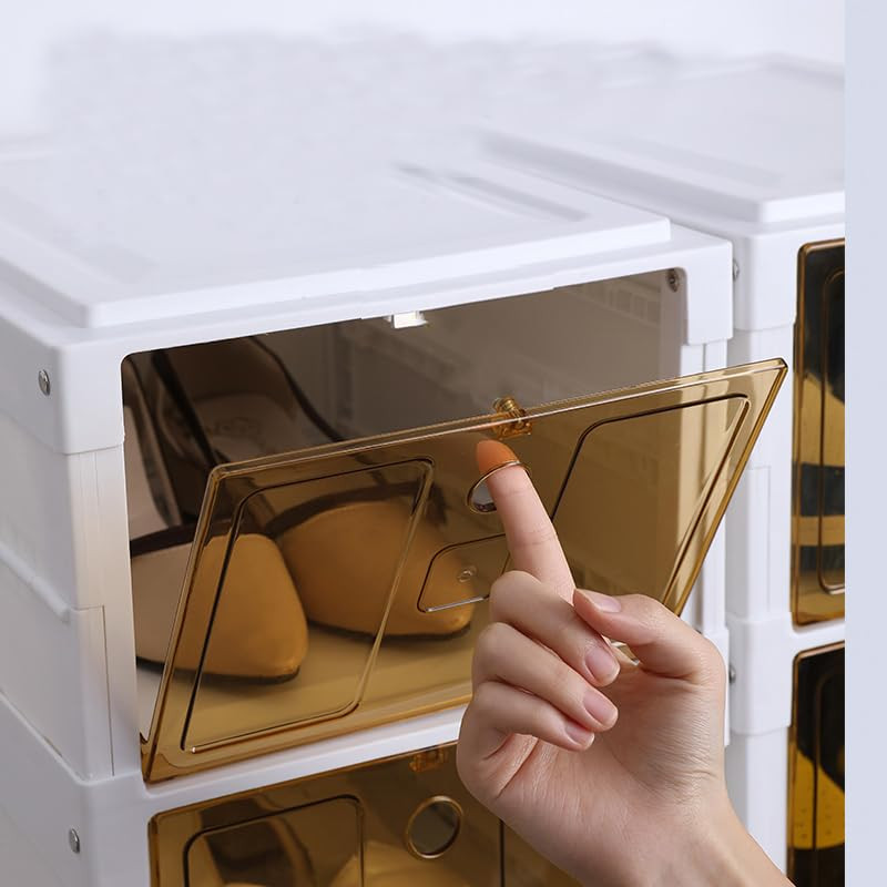 Kuber Industries 3 Layer Shoe Box for Storage|Multi-Purpose Plastic Shoe Rack|Installation Free Shoe Organizer|White