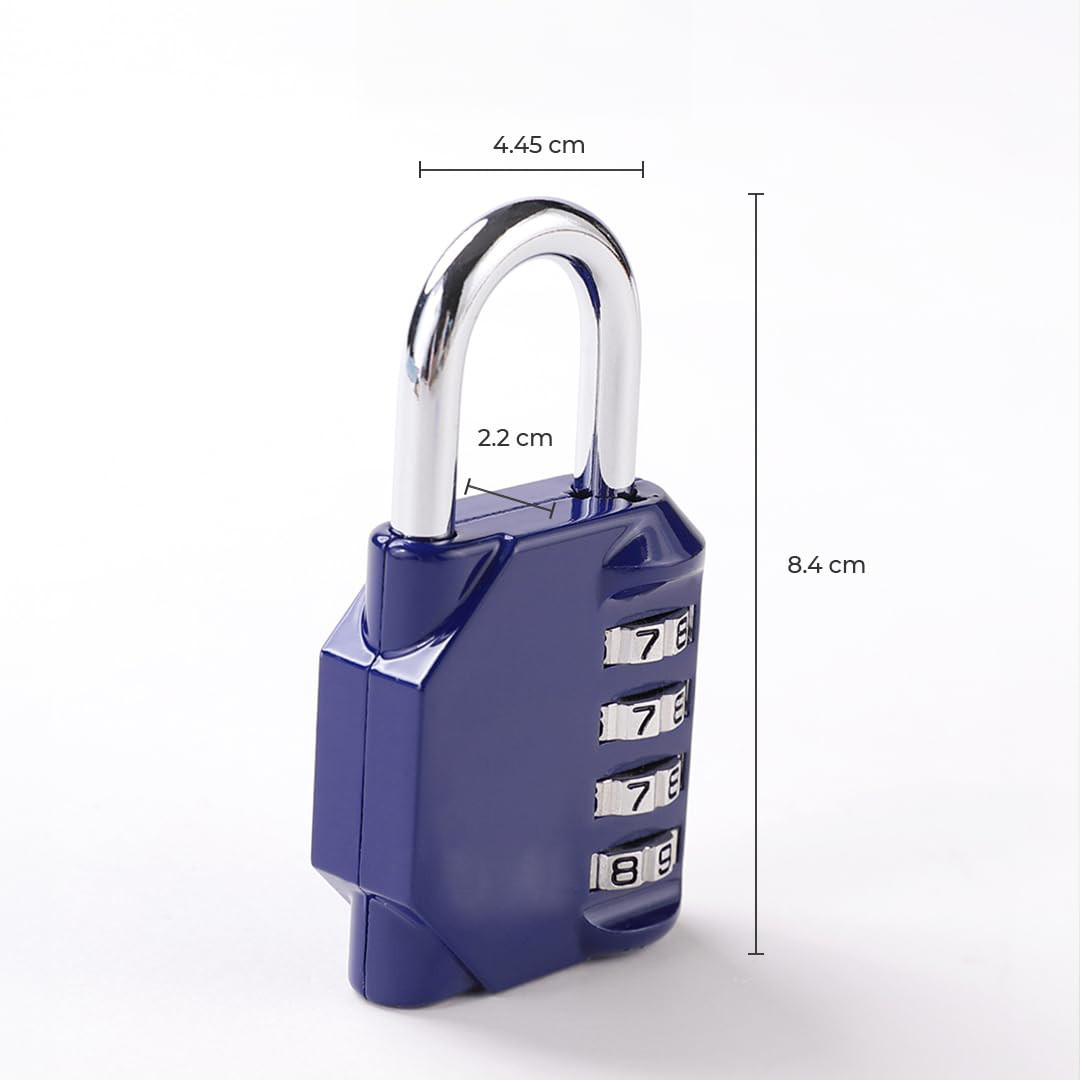 Kuber Industries 4 Digit Combination Lock | Travel Lock for Briefcase | Number Lock | Padlock for Luggage | Travelling Locks for Suitcase | Gym Lock | 8023ABL | Blue