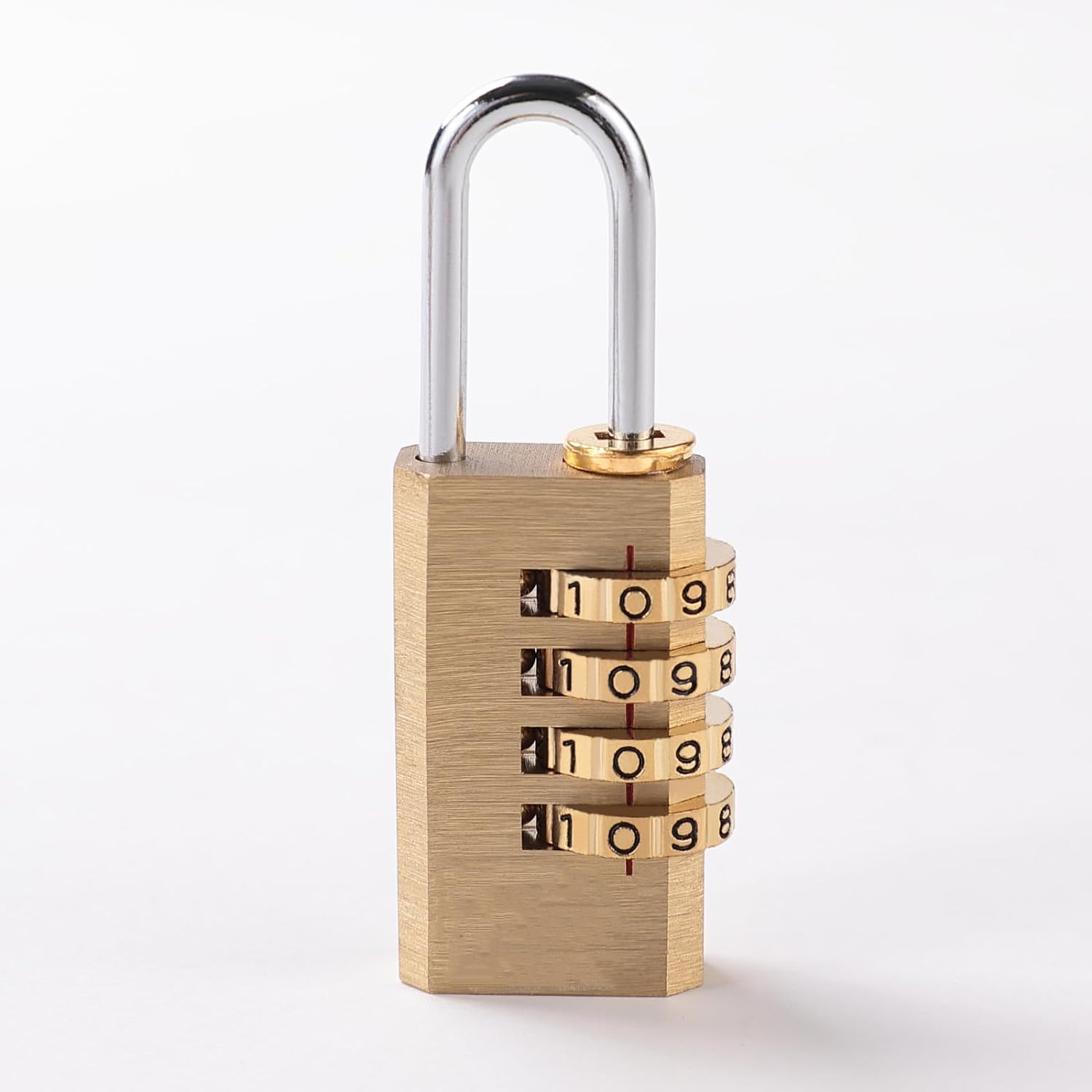 Kuber Industries 4 Digit Combination Padlock|Keyless Luggage Lock (Brass)