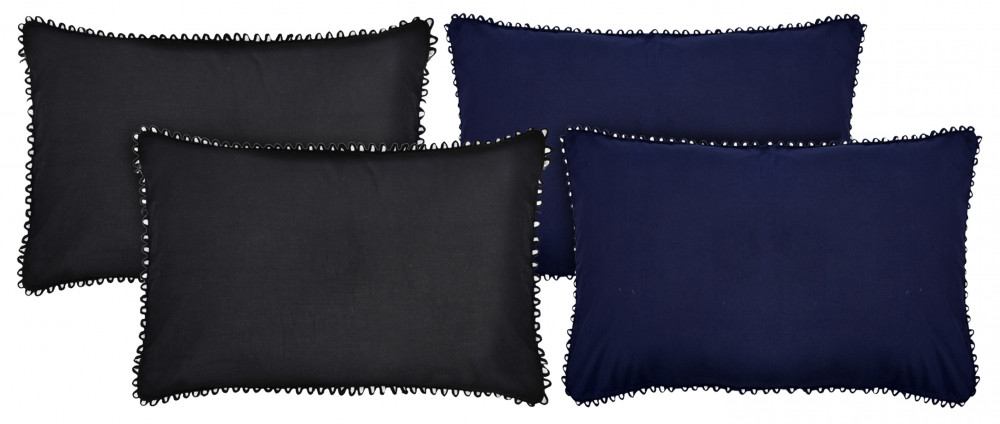 Kuber Industries 4 Piece Cotton Pillow Cover Set-17&quot;x24&quot; (Black &amp; Blue) Luxury Pillow Covers-KUBMART3402