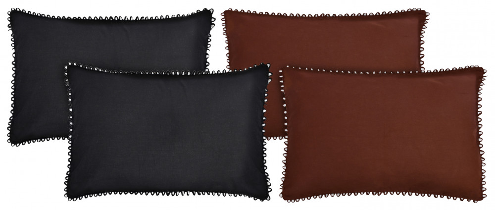 Kuber Industries 4 Piece Cotton Pillow Cover Set-17&quot;x24&quot; (Black &amp; Brown) Luxury Pillow Covers-KUBMART3408