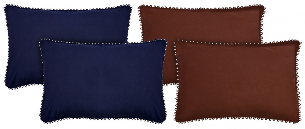 Kuber Industries 4 Piece Cotton Pillow Cover Set-17&quot;x24&quot; (Blue &amp; Brown) Luxury Pillow Covers-KUBMART3414