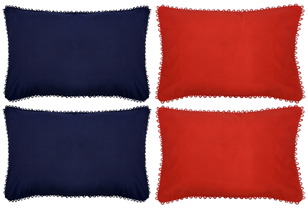 Kuber Industries 4 Piece Cotton Pillow Cover Set-17&quot;x24&quot; (Blue &amp; Red) Luxury Pillow Covers-KUBMART3410