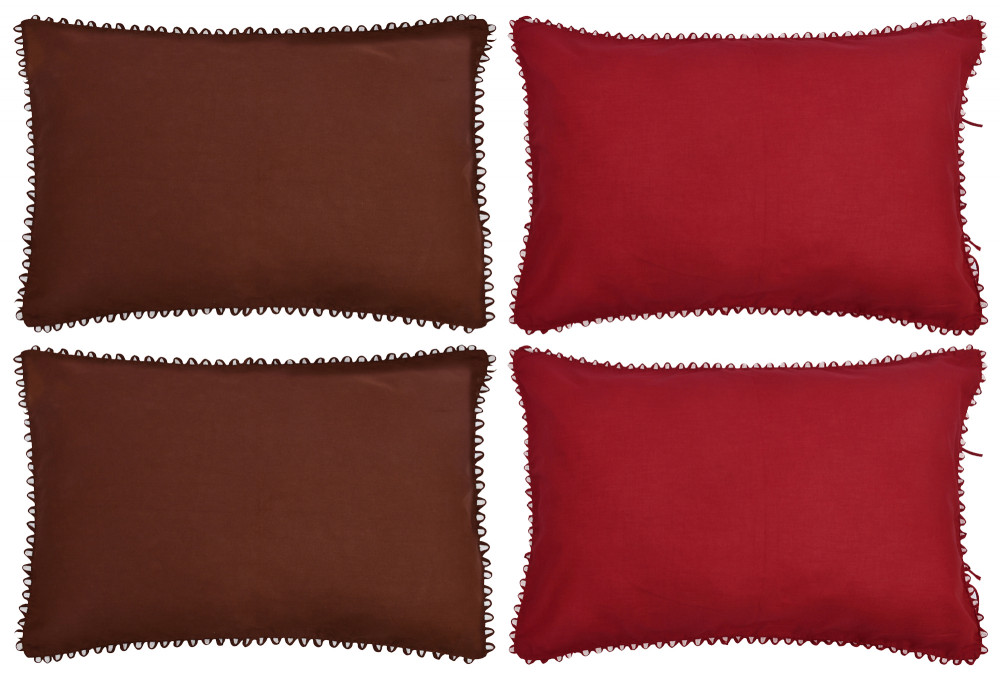 Kuber Industries 4 Piece Cotton Pillow Cover Set-17&quot;x24&quot; (Maroon &amp; Brown) Luxury Pillow Covers-KUBMART3420