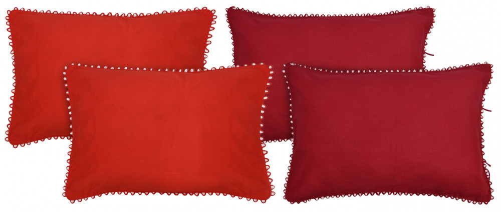Kuber Industries 4 Piece Cotton Pillow Cover Set-17&quot;x24&quot; (Red &amp; Maroon) Luxury Pillow Covers-KUBMART3416