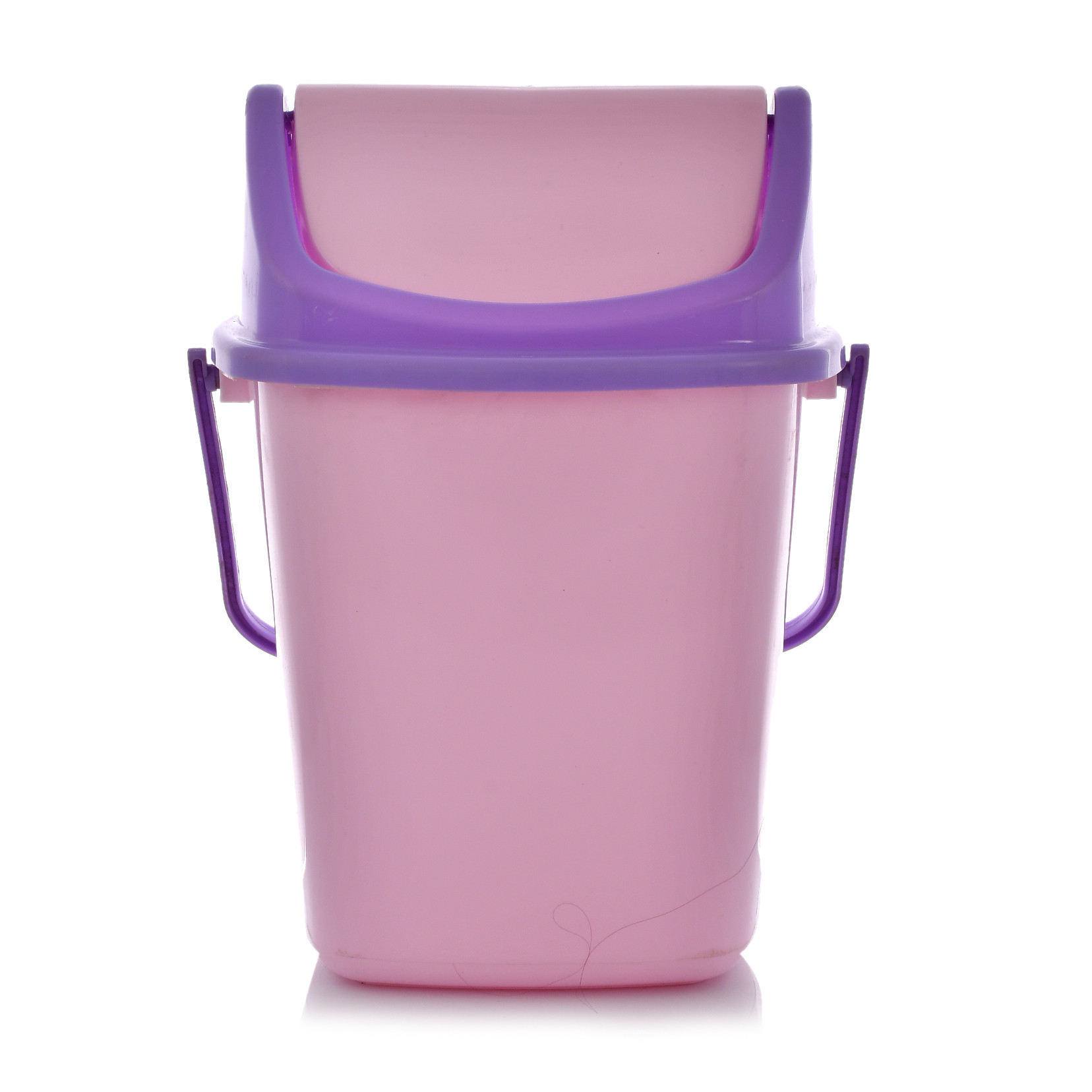 Kuber Industries 4 Pieces Pluto Plastic Swing Printed Garbage Waste Dustbin for Home, Office with Handle, 5 Liters (Cream & Purple)-KUBMART3114