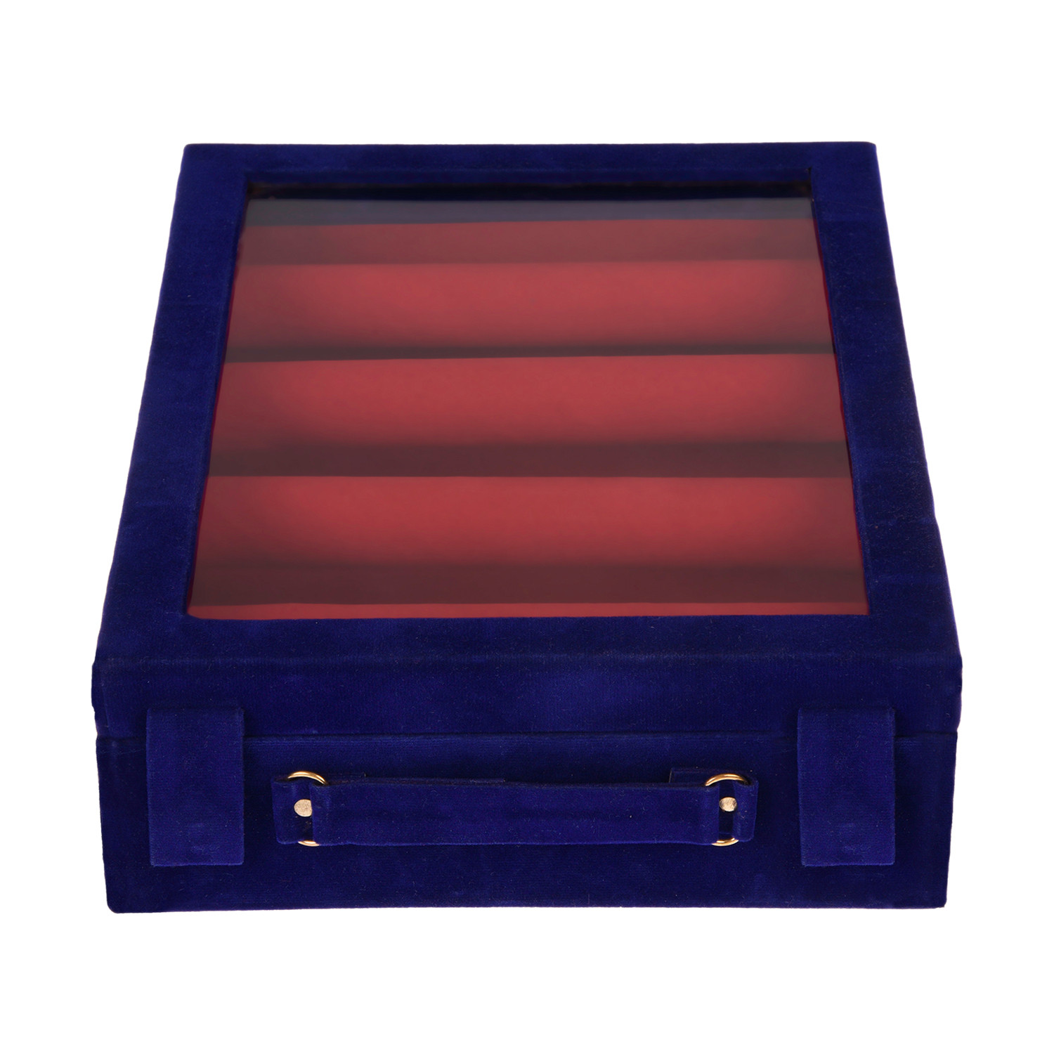 Kuber Industries 4 Rod Bangle Box|Wooden Jewelry Box|Wedding Vanity Box|Velvet Coated Wedding Bracelet Organizer for Women & Girls (Blue)