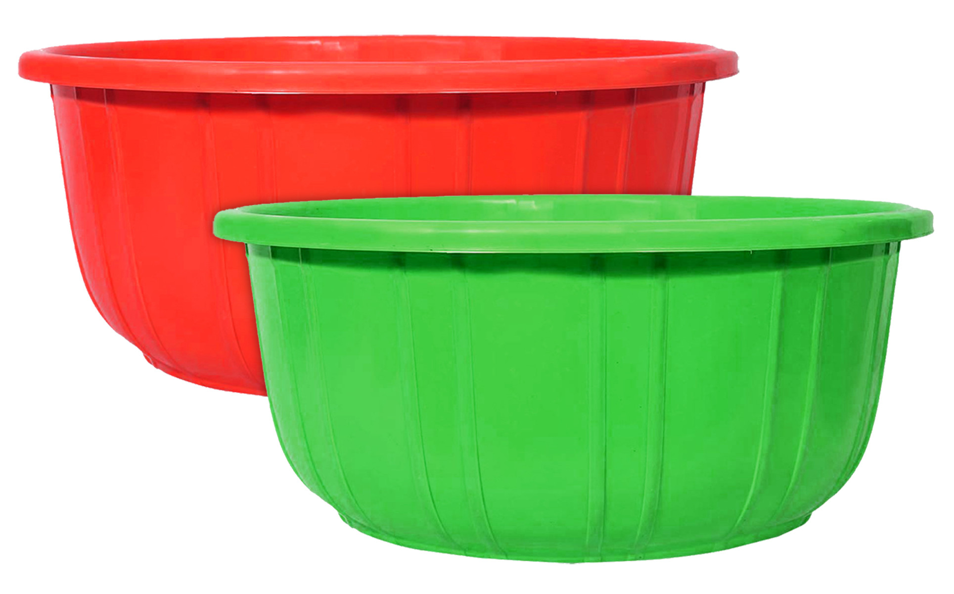 Kuber Industries 40 Lt. Multipurpose Unbreakable Plastic Tub |Bath Tub|Washing Tub- Pack of 2 (Green & Red)