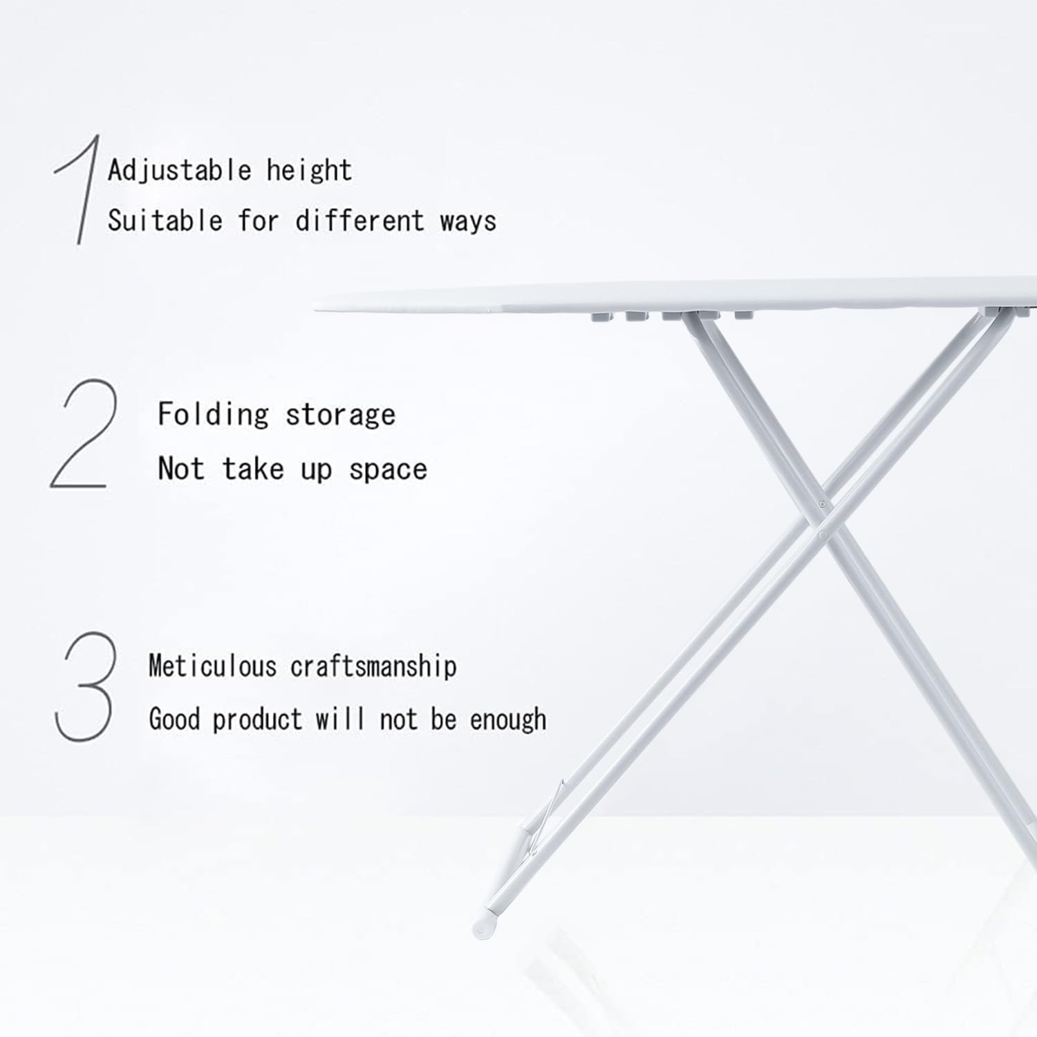Kuber Industries 42 Inch Ironing Board For Clothes|Adjustable Height Ironing Stand|Press Table for Home (White)