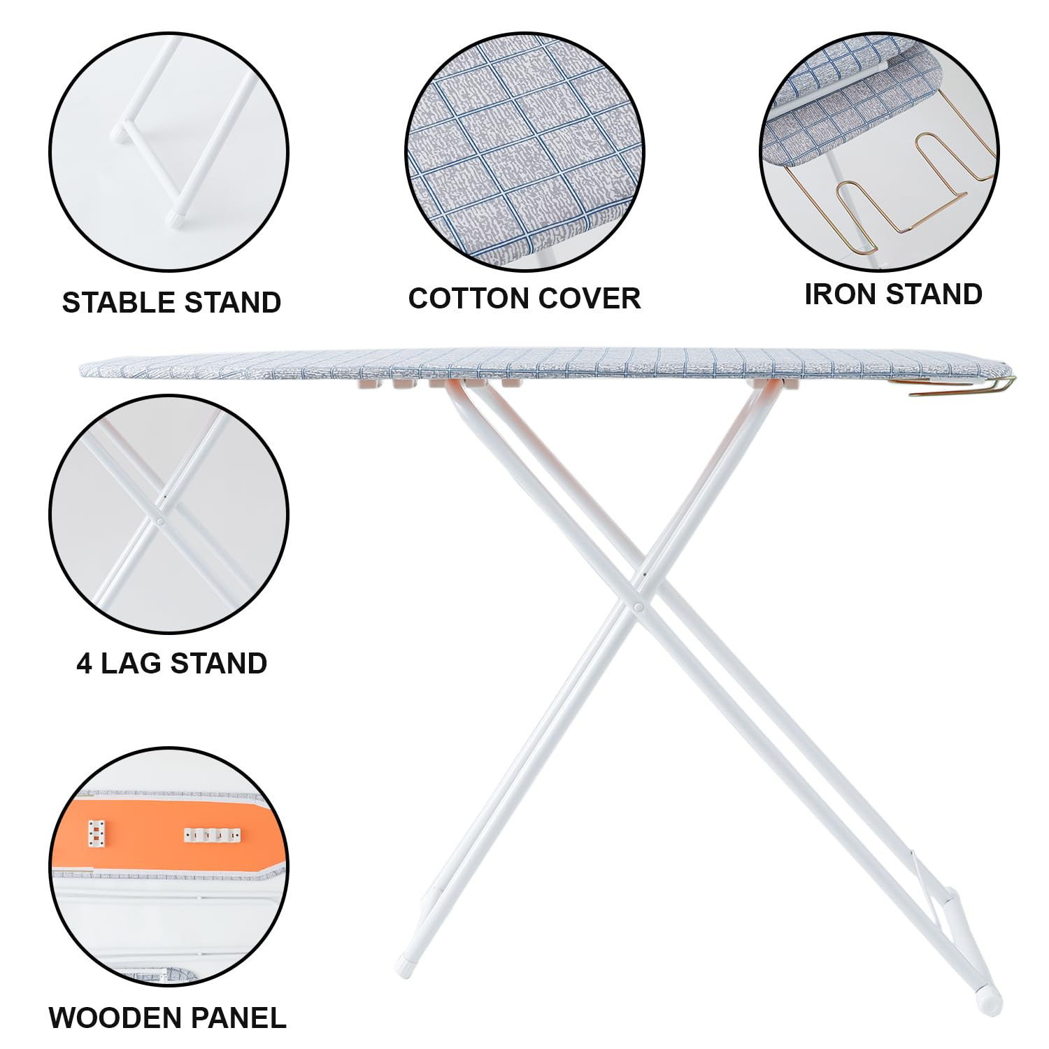 Kuber Industries 42 Inch Ironing Board For Clothes|Adjustable Height Ironing Stand|Press Table for Home (Grey)