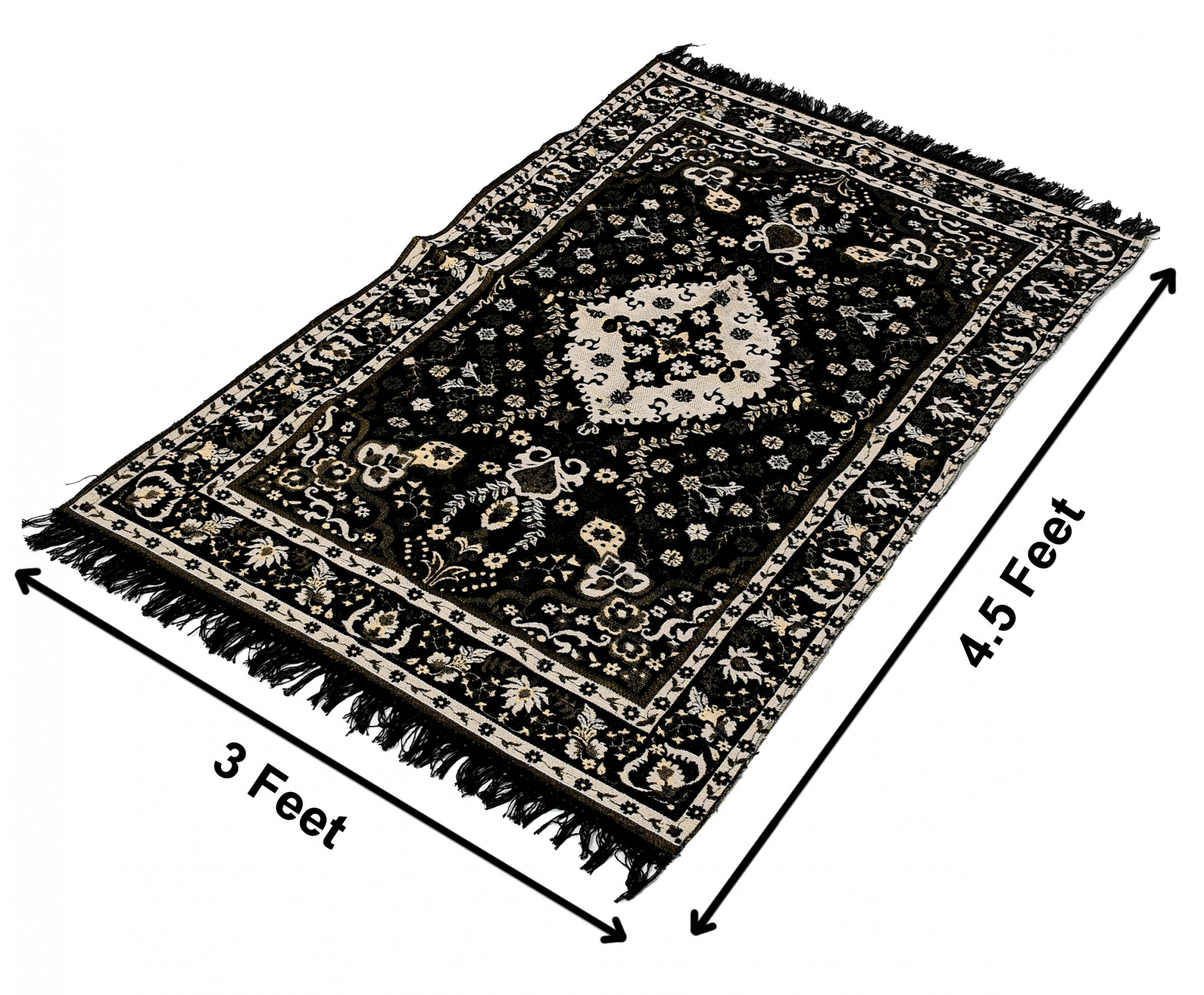 Kuber Industries 4.5 x3 Feet  Superfine Velvet Carpet|Rug|Living Room|Bedroom|Hall (Black)