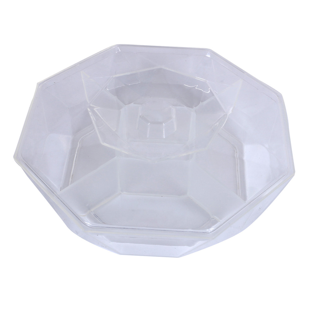 Kuber Industries 5 CompartMant Dry Fruit Jar|Octagon Shape Plastic Snackers,Cookies,Nuts Glass Jar|Masala,Grains &amp; Kitchen Jar (White)