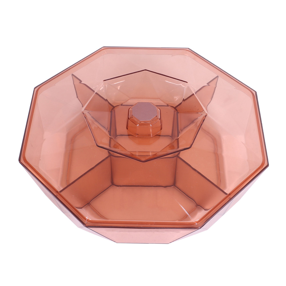 Kuber Industries 5 CompartMant Dry Fruit Jar|Octagon Shape Plastic Snackers,Cookies,Nuts Glass Jar|Masala,Grains &amp; Kitchen Jar (Pink)