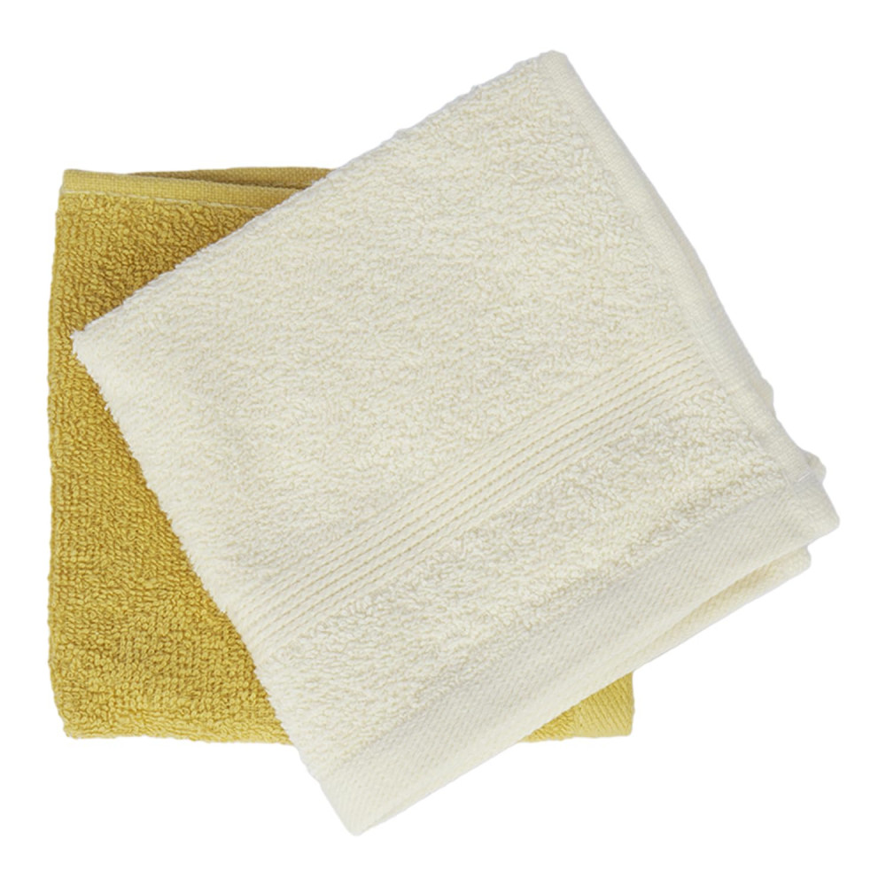 Kuber Industries 525 GSM Cotton Face towels |Super Soft, Quick Absorbent &amp; Anti-Bacterial|Gym &amp; Workout Towels|Pack of 2 (Mustrad &amp; Ivory)