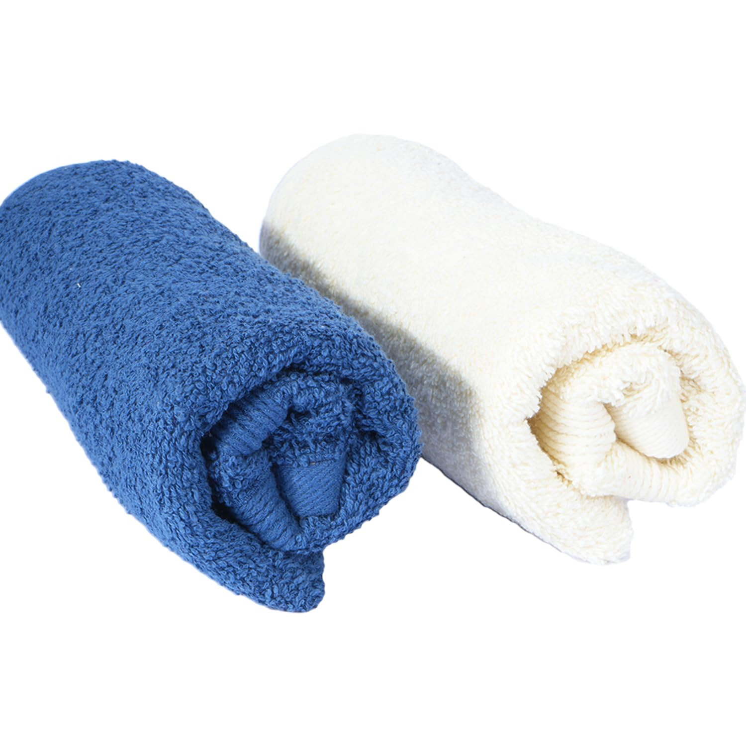 Kuber Industries 525 GSM Cotton Hand towels |Super Soft, Quick Absorbent & Anti-Bacterial|Gym & Workout Towels|Pack of 2 (Blue & Ivory)