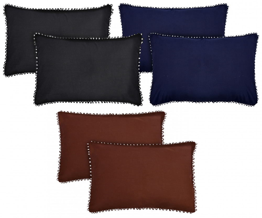 Kuber Industries 6 Piece Cotton Pillow Cover Set-17&quot;x24&quot; (Black &amp; Blue &amp; Brown) Luxury Pillow Covers-KUBMART3426