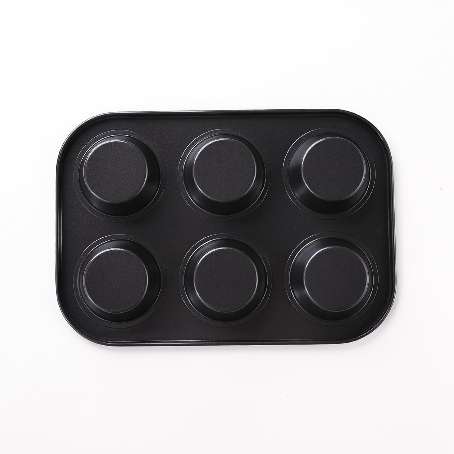 Kuber Industries 6 Slots Non-Stick Cup Cake Tray|Cup Cake Mould for Baking|Idol for Muffin, Small Cake (Black)
