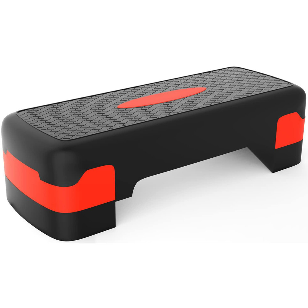 Kuber Industries Adjustable Aerobic Stepper For Gym, Yoga, Home (Black &amp; Red)