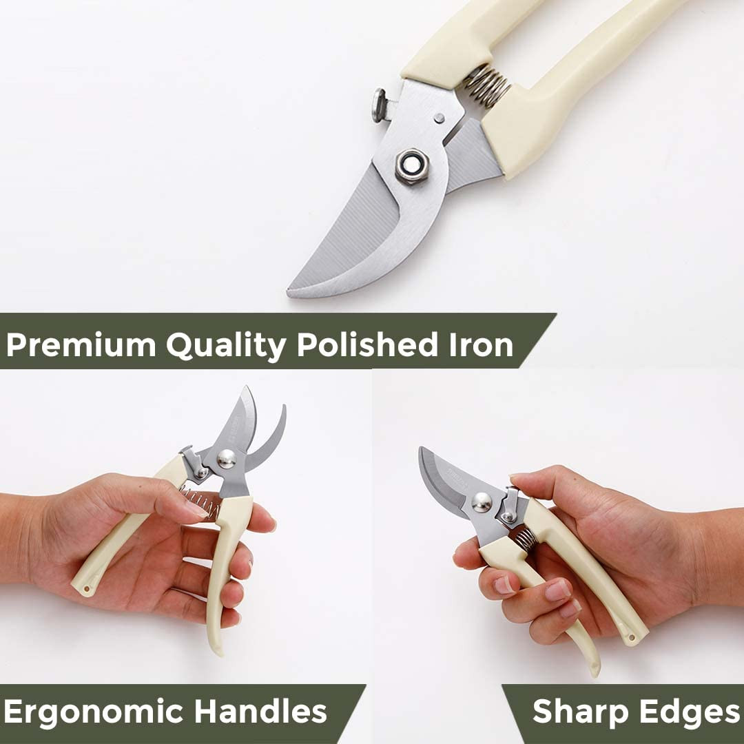Kuber Industries All Purpose Plant Cutter|Pruner,Branch Trimmer,Shrub Cutter| Polished Iron Blade Garden Tools|Suitable for Small & Big Gardens|ZXQ-SC1006|Cream