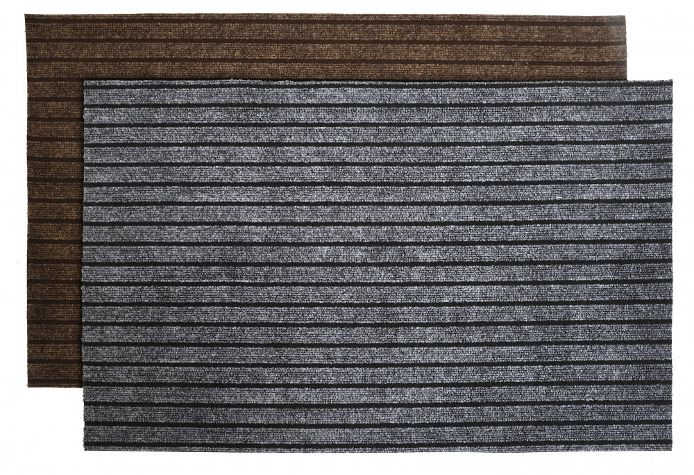 Kuber Industries All Weather Entry and Back Yard Door Mat, Non-Slip Rubber Backing, Absorbent and Waterproof, Dirt Trapping Rugs for Entryway- Pack of 2 -16&quot;x24&quot;(Brown &amp; Grey)