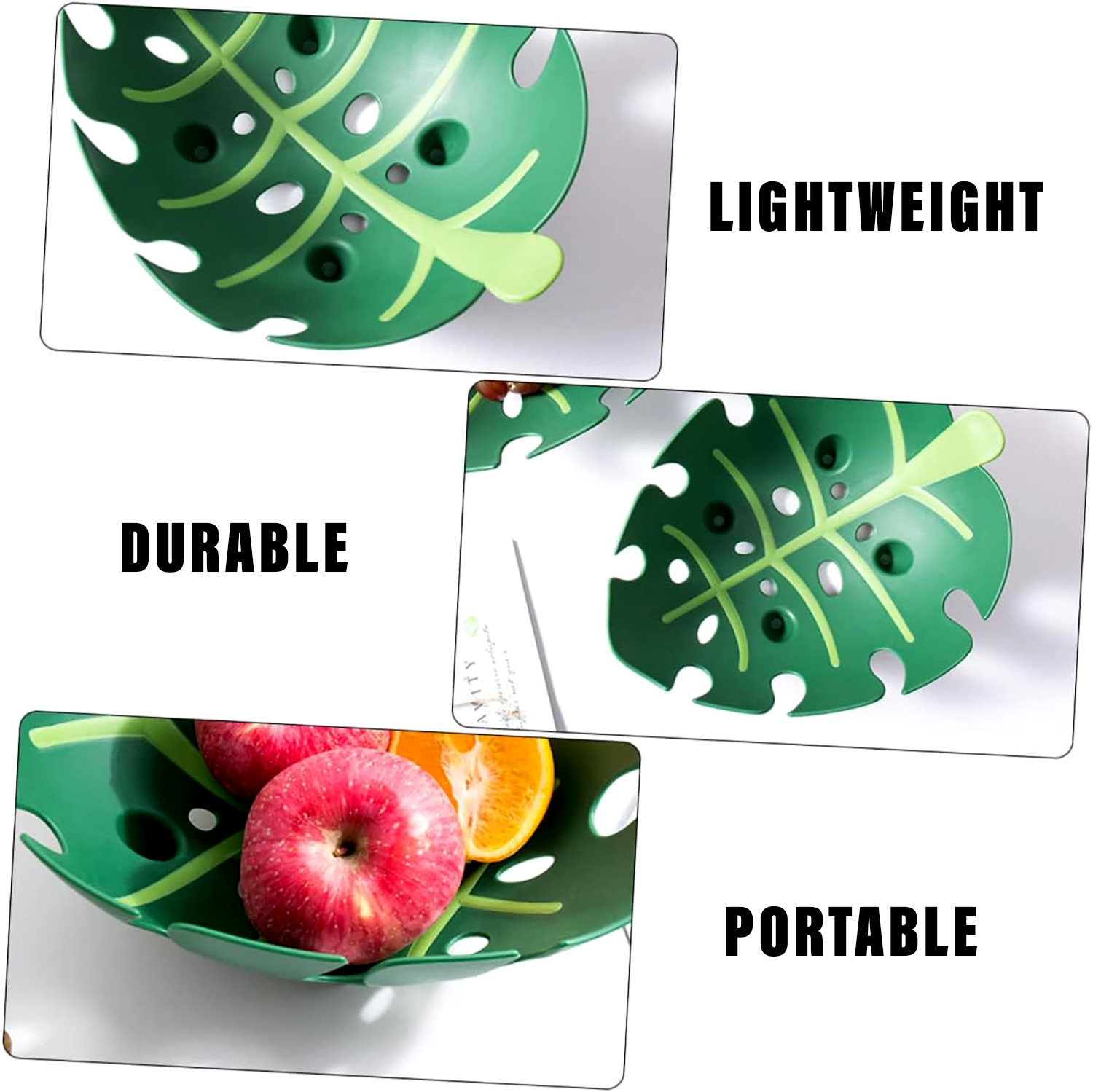 Kuber Industries Basket | Fruit Storage Basket | Basket for Home-Kitchen-Dining Table | Vegetable-Fruit Strainer Basket | Multipurpose Fruit Bowl Tray | Leaf Shape Basket | Green