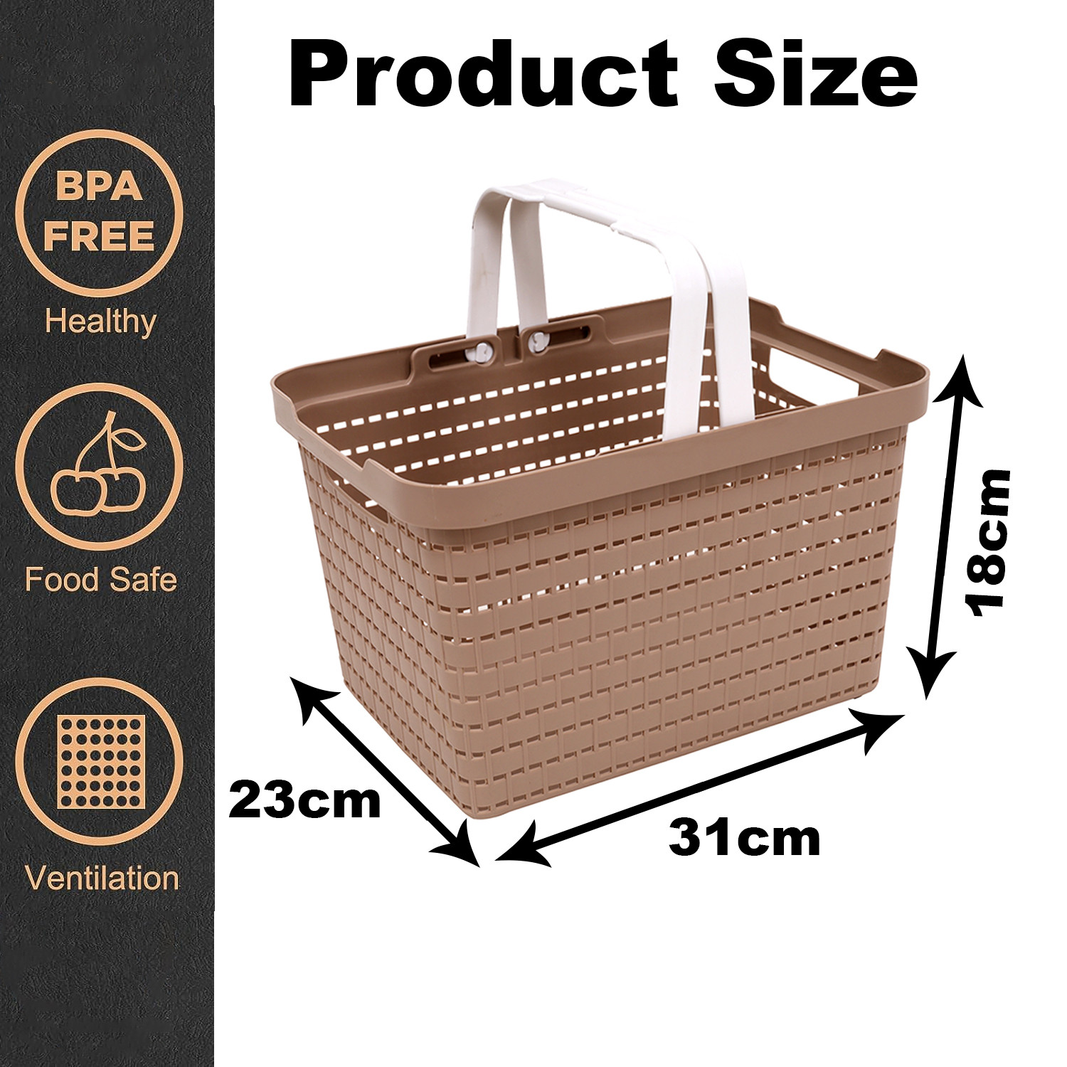 Kuber Industries Basket | Plastic Fruits Storage Basket | Picnic Storage Basket | Kitchen Storage Basket | Stationery Storage Basket | FLORA-222 | Pack of 2 | Blue & Coffee