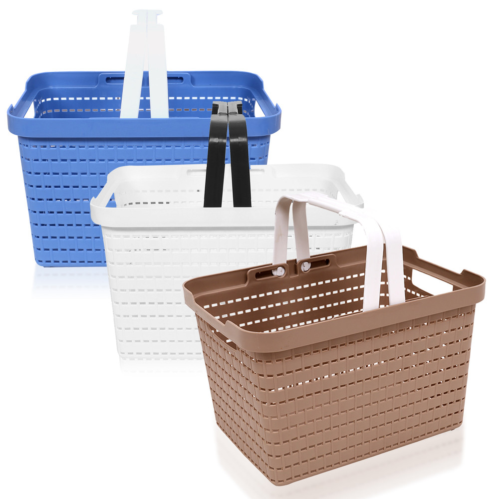 Kuber Industries Basket | Plastic Fruits Storage Basket | Picnic Storage Basket | Kitchen Storage Basket | Stationery Storage Basket | FLORA-222 | Pack of 3 | Multicolor