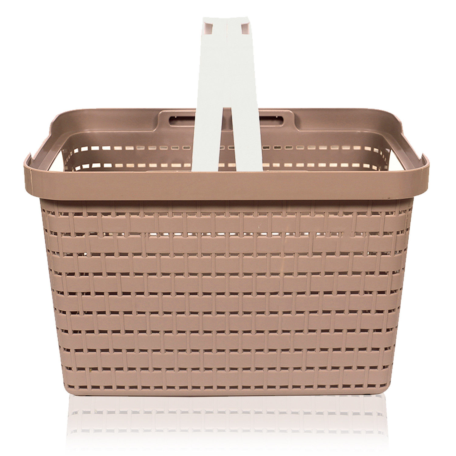 Kuber Industries Basket | Plastic Fruits Storage Basket | Picnic Storage Basket | Kitchen Storage Basket | Stationery Storage Basket | FLORA-333 | Large | Pack of 2 | Coffee & Gray
