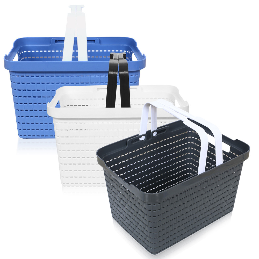 Kuber Industries Basket | Plastic Fruits Storage Basket | Picnic Storage Basket | Kitchen Storage Basket | Stationery Storage Basket | FLORA-333 | Large | Pack of 3 | Multicolor