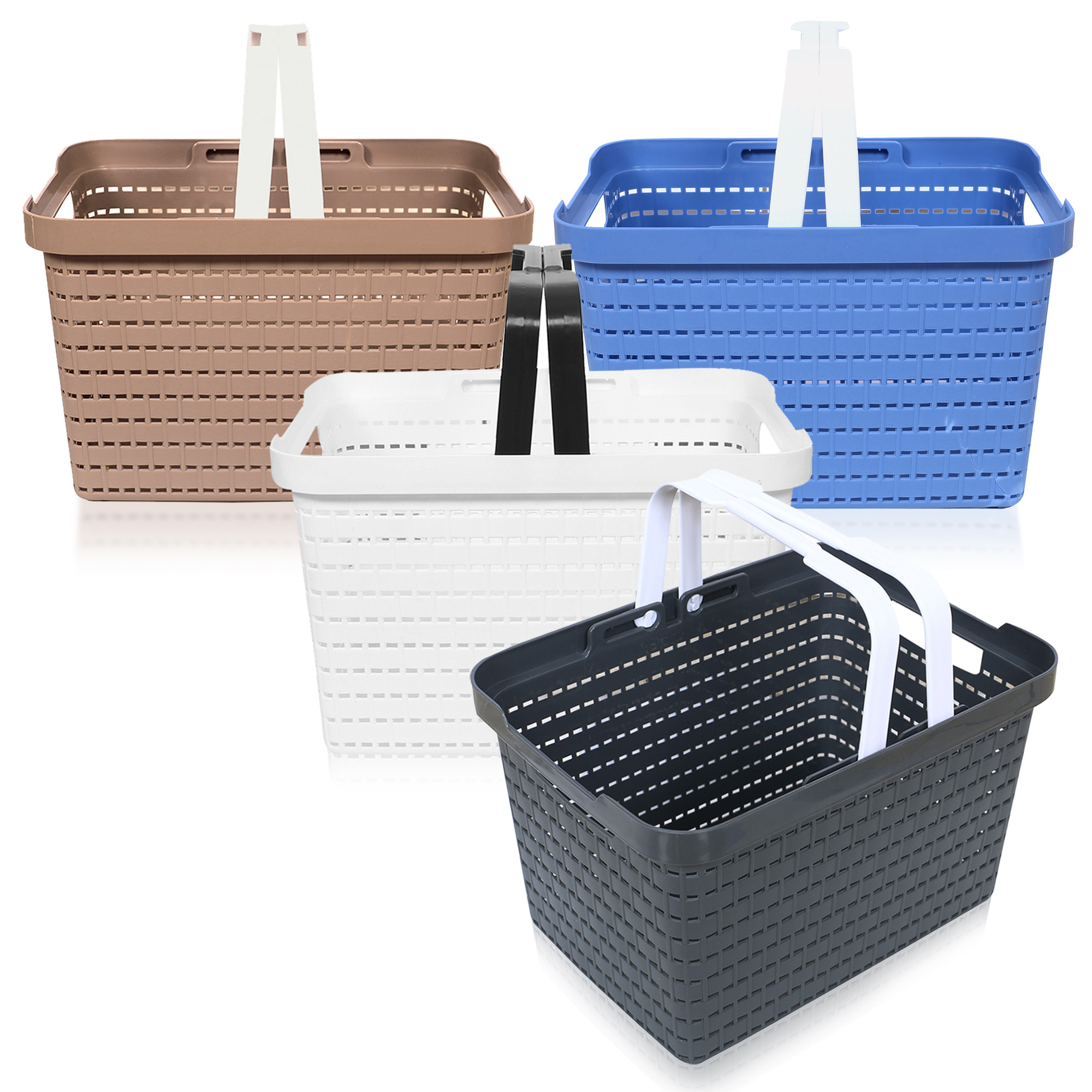 Kuber Industries Basket | Plastic Fruits Storage Basket | Picnic Storage Basket | Kitchen Storage Basket | Stationery Storage Basket | FLORA-333 | Large | Pack of 4 | Multicolor