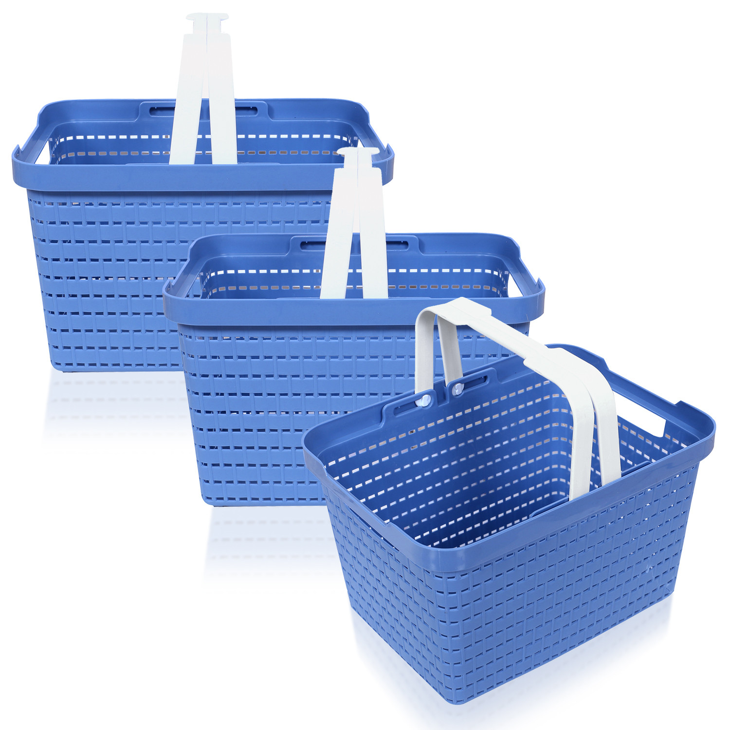 Kuber Industries Basket | Plastic Storage Basket for Fruits | Storage Basket for Picnic | Storage Basket for Kitchen | Stationery Storage Basket | FLORA-222 | Blue